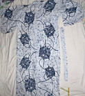 Japanese Kyoto Kimono 100  Cotton Long Robe Blue   White Belt Japan L-xl Lantern