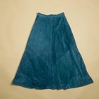 Vintage 80s Minerva Teal Genuine Suede Leather Flared Midi Skirt M