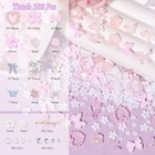 1000 Pcs White Flower Nail Charms  3d Tiny Flowers Charms Set 3-white   Pink