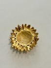 Vintage Gold Tone Sunflower Brooch Detailed Layered Petals Statement Pin Large