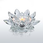 Crystal Lotus Flower Tealight Candle Holders glass Tea Light Candlestick Deco   