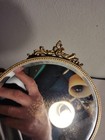 Vintage Vanity Mirror Ornate French Gold Tone Metal Double Sided Handheld