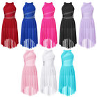 Girls Shiny Rhinestone Sleeveless Ballet Praise Modern Lyrical Dance Dresses