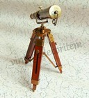 Nautical Decorative Solid Brass Antique Telescope With Vintage Wooden Stand Gift