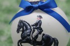 H427 Hand-made Christmas Ornament Horse- Black Friesian Dressage Canter 
