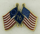 Vintage Bicentennial 1776 1976 Spirit Of 76 Double American Flags Lapel Hat Pin