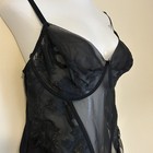 Vintage Intimate Attitudes 3x Black Lingerie Lace Mesh Ruffle Bodysuit Underwire