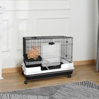 32 h 2-level Rabbit Cage Indoor Small Animal Hutch Ferret House Habitat Metal