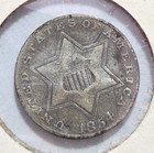 1854 Three Cent Silver Piece Trime 3cs Type 2 Ungraded Us Coin F