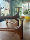 Articulating Teak Wood   Brass 4 Candle Holder Vtg Mcm Mid Century Modern Danish