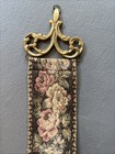 Corona Decor Co  Vintage Gold Floral Bell Pull Tapestry Brass Black floral