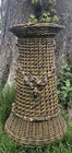 Antique Barbola Gesso Roses Wicker Floor Vase   23 5  Very Rare
