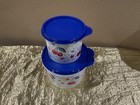 New Tupperware Beautiful Cherry Theme Stacking Canister Set 2 Royal Blue white