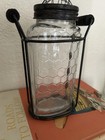 Vintage Flower Frog Jar With Wire Holder Honeycomb Rustic Farmhouse Decor