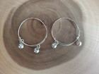 Solid Sterling Silver Baby Twin Bangles-bell Charms- Highly Polished