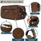 Large Men s Leather Toiletry Bag Travel Shaving Dopp Kit Organizer Bag W  Zipper