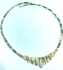 Vintage Sterling Silver Inlaid Abalone Link Necklace From Mexico 16  30 Grams