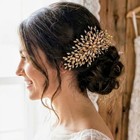 Champagne Crystal Wedding Hair Comb Rhinestone Bridal Bling Headpiece Women     