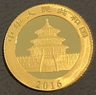 2016 China 3g Gram Gold Panda 50 Yuan Bu Brilliant Uncirculated
