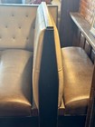 Restaurant Booth Bench Seat Beige Vinyl Wood Frame Back To Back Seating Tufted