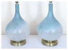 Pair Of Murano Style Blue   White Glass Table Lamps
