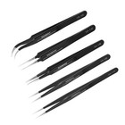 5 Pcs Precision Tweezers Set - Anti-static Stainless Steel For Craft  Electronic