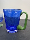 Villeroy   Boch Serra  Blue Art Glass Pitcher   Goblets Green Jadeite Handle