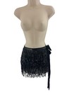 Black Sequin Wrap Mini Skirt Belly Dancing Sparkly Party Fringe Hip Festival Os