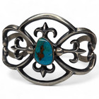Vintage Native American Sterling Silver 925 Turquoise Sandcast Cuff Bracelet