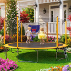 16 Ft  Large Trampoline With Enclosure And Basketball Hoop In Orange