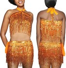 Music Festival Club Disco Sequin Tassel Skirt Suits Belly Dance Hip Scarf Wrap
