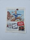 Vntge Atlas Car Advertising 1950s   Man Cave Decor Garage Decor