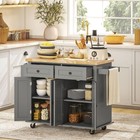 Rolling Kitchen Microwave Island With Flexible Storage Shelf Unit And Drawers