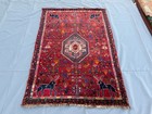 1940s Antique Caucasian Abadeh Rug 4x5 Hand Knotted Persian Style Tribal Carpet