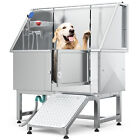 50 professional Stainless Steel 304 Dog Bathing Station Dog Grooming Tub W ramp