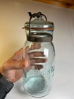 Antique Globe Lightning Fruit Jar Clamp Lid 1886 Canning Jar W Cast Iron Bail