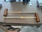 2  Antique Jaques London Wooden Croquet Round Mallet Lot