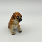 Pekingese Puppy Dog Porcelain Figurine Sitting Vintage Collectible 2 Inch Japan