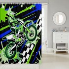 Dirt Bike Shower Curtain 72x72  Extreme 72 w X 72 l  pack Of 1  Black Green