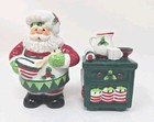 Vintage Fitz And Floyd Santa s Kitchen Salt   Pepper Shakers Ceramic  U307