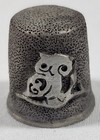 Vintage Pewter Double Sided Owl Sewing Thimble Signed Rawcliffe Handcrafted