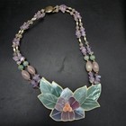 Vintage Shell In Lay Floral Necklace Rose Quartz Amethyst Lee Sands