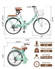 24 Inch Foldable Bike Folding Bicycle 7 Speed Foldable Cruiser Bicycle Green