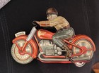 Vintage Tin Litho Technofix Racing Motorcycle G  E  258 - Works Well