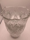 8 1 2  Vintage Cut Crystal Vase W  Sawtooth  Rim Starburst Pattern