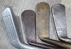 4 Antique Vintage Interesting Scottish Made Hickory Wood Shaft Golf Putters