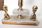 Vintage  1960s Woman s Bowling Trophy With Italy Marble Base 15    Tall