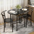 3 Pcs Dining Table Set For 2 With Chairs   Wine Rack For Small Space Kitchen Bar