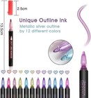 Double Line Outline Pens  12 Colors Shimmer Markers Set For Drawing  Greeting Ca