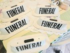 Five Vintage Funeral Magnetic Car Sign Mortuary  Funeral Home Estate  Circa 1970